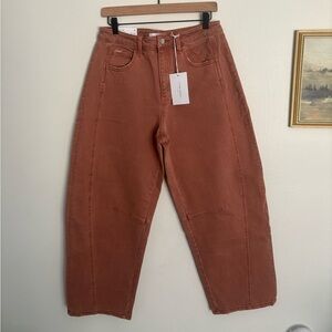 FLYING MONKEY High-Rise Terracotta Rust Barrel Boho Women's Jeans size 30 NWT